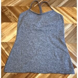 Lululemon Tank‎ Top Women 8 Grey Power Y Athletic Yoga Gym Workout Athletic